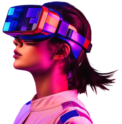 Girl using VR Headseat of gaming